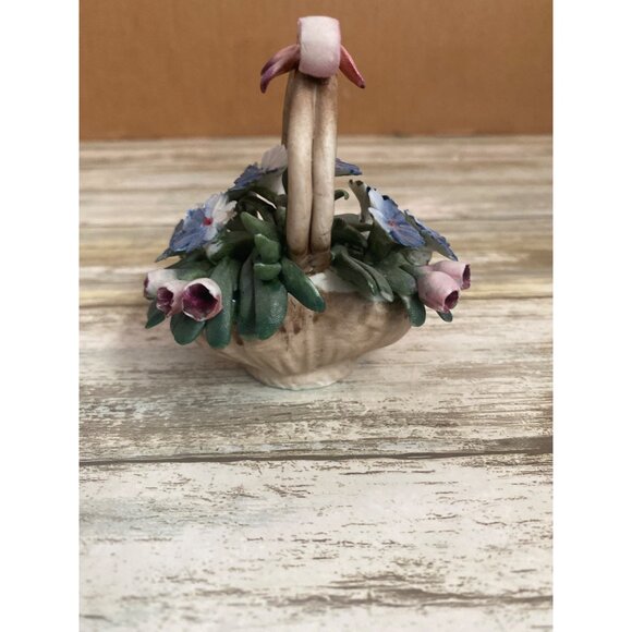 Vintage Capodimonte Tiche Porcelain Flower Figurines Lot of 5 Roses Basket - Picture 2 of 16